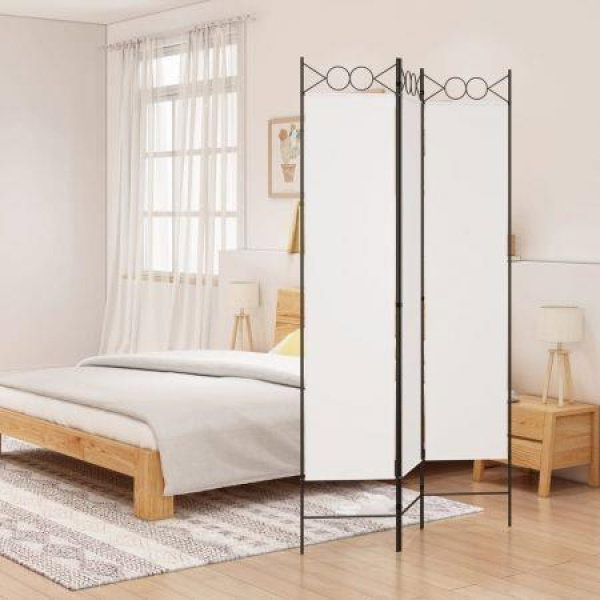 3-Panel Room Divider White 120x200 Cm Fabric