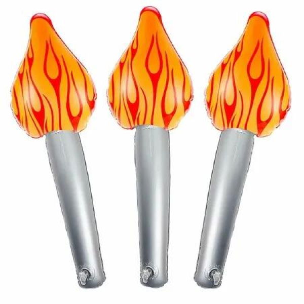 3 PCS Inflatable Torch Fun Torch Inflates For Olympic Games,16Inch Fake Torch Plastic Olympic Torch Prop For Olympic Party Decorations Medieval Luau Themed Party Sports Competitions