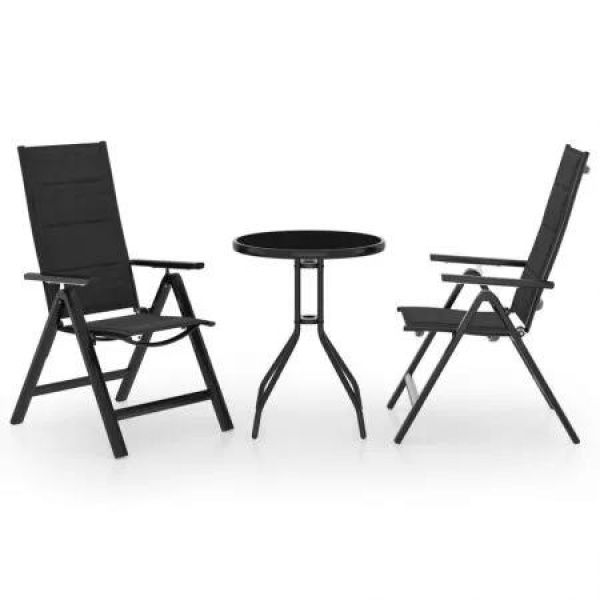 3 Piece Bistro Set Black and Anthracite