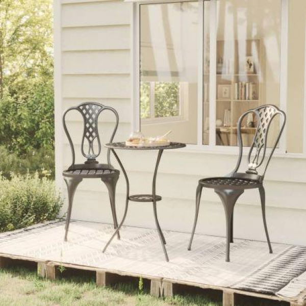 3 Piece Bistro Set Cast Aluminium Black