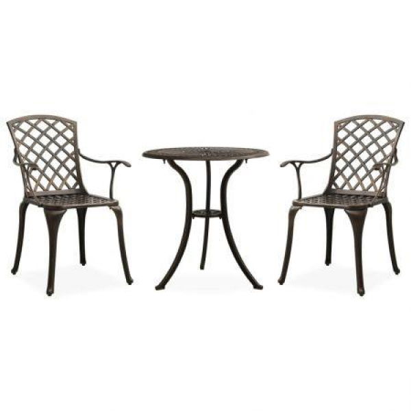 3 Piece Bistro Set Cast Aluminium Bronze