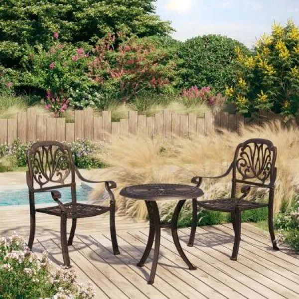 3 Piece Bistro Set Cast Aluminium Bronze