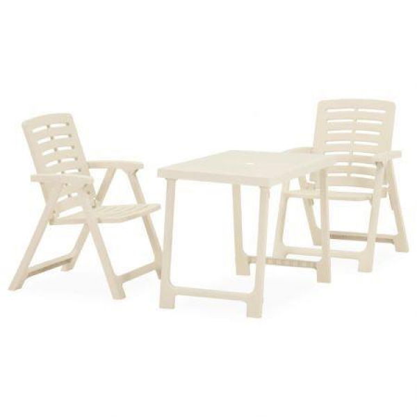 3 Piece Folding Bistro Set Plastic White