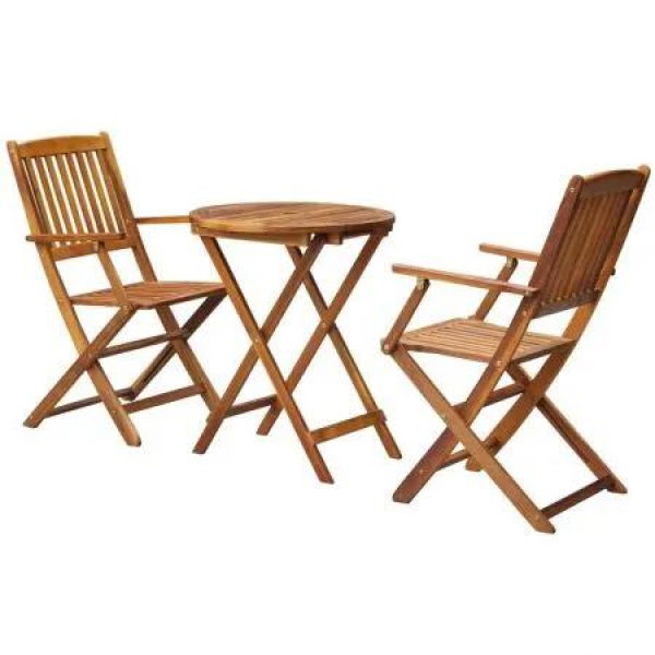 3 Piece Folding Bistro Set solid Acacia Wood