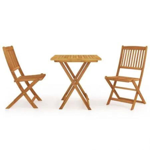 3 Piece Folding Garden Dining Set Solid Acacia Wood