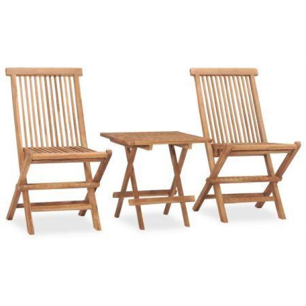 3 Piece Folding Outdoor Dining Set Solid Wood Teak