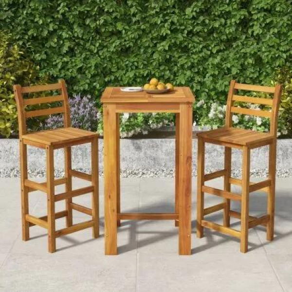 3 Piece Garden Bar Set Solid Wood Acacia