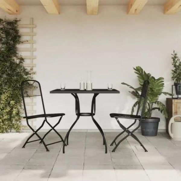 3 Piece Garden Dining Set Anthracite Metal Mesh