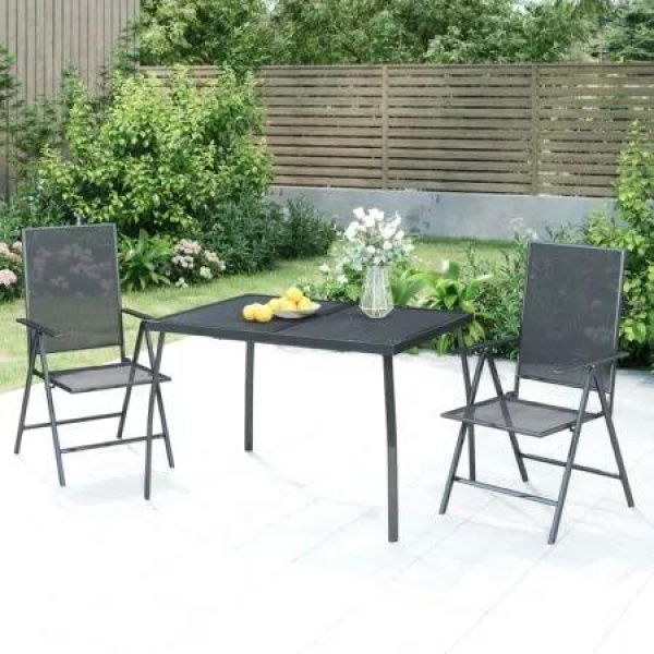 3 Piece Garden Dining Set Anthracite Steel