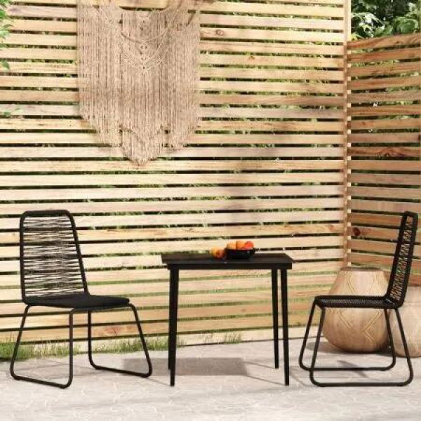 3 Piece Garden Dining Set Black