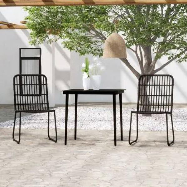 3 Piece Garden Dining Set Black