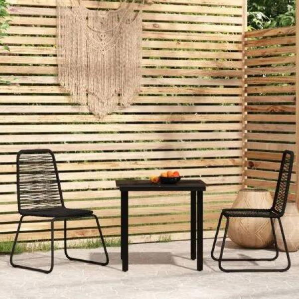 3 Piece Garden Dining Set Black