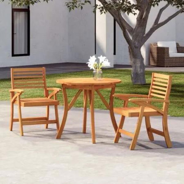 3 Piece Garden Dining Set Solid Wood Acacia