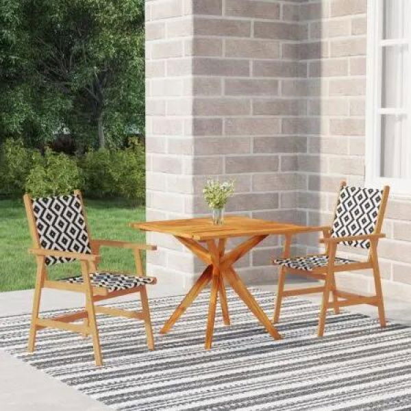 3 Piece Garden Dining Set Solid Wood Acacia