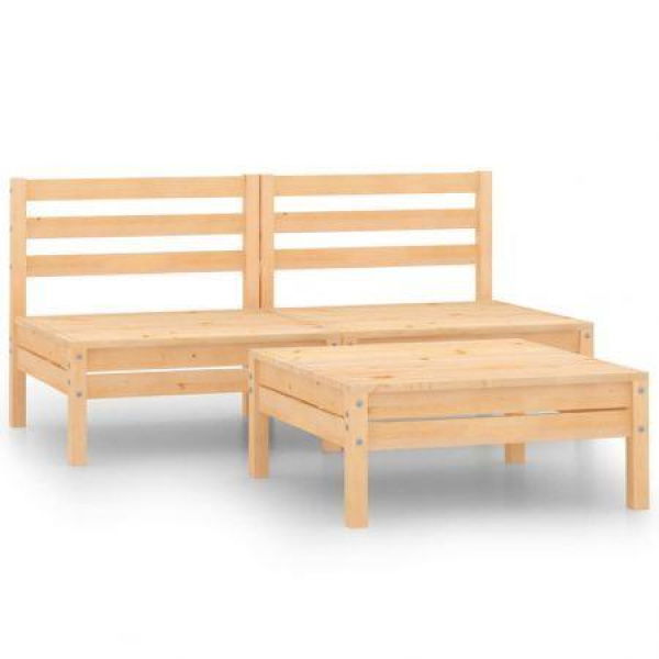 3 Piece Garden Lounge Set Solid Pinewood