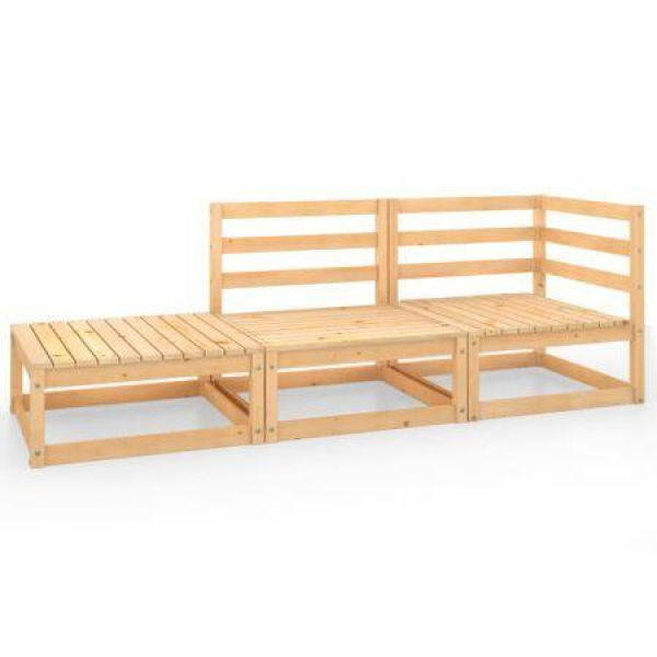 3 Piece Garden Lounge Set Solid Pinewood