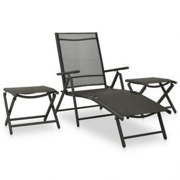 3 Piece Garden Lounge Set Textilene And Aluminium Anthracite