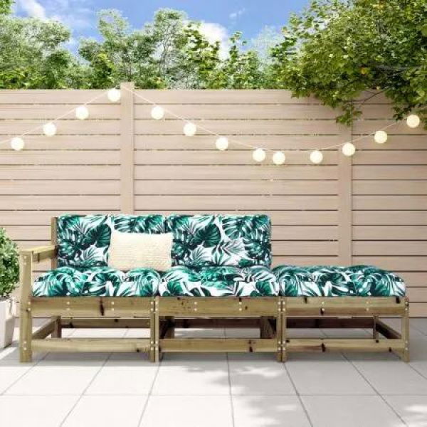 3 Piece Garden Lounge Set with Cushions Impregnated Wood Pine