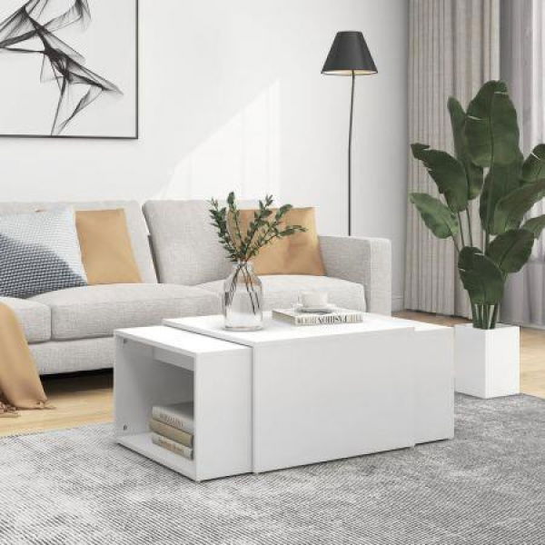 3 Piece Nesting Coffee Table Set White 60x60x38 Cm Engineered Wood