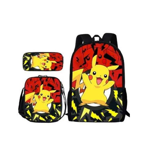 3-Piece Pokemon Backpack Set 40cm Travel Backpack & Multi-Function Daypack Large Capacity & Durable Construction Perfect for School, Travel, and Everyday Use