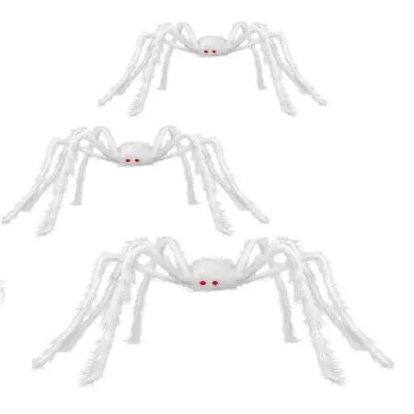 3 Piece Set 60cm 90cm 150cm White Hair Spider Ideal For Halloween Decorations Haunted houses And Themed Parties