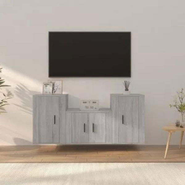 3 Piece TV Cabinet Set Grey Sonoma Engineered Wood