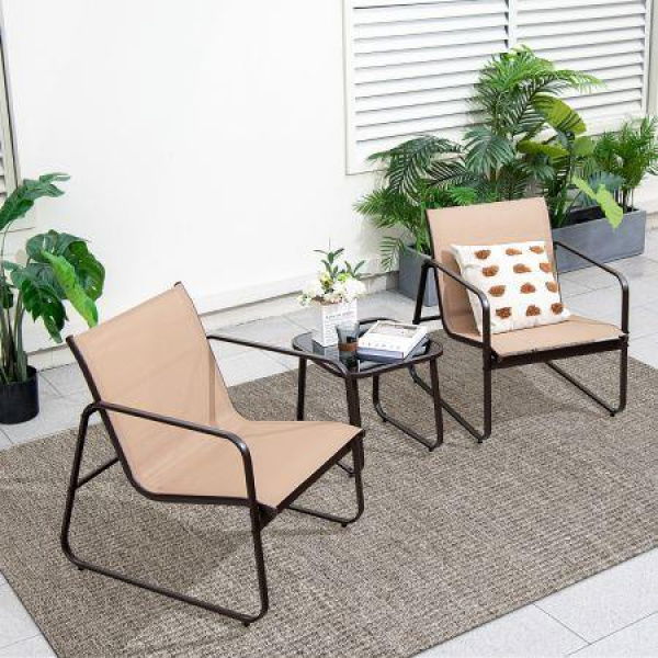 3 Pieces Patio Conversation Set For Backyard