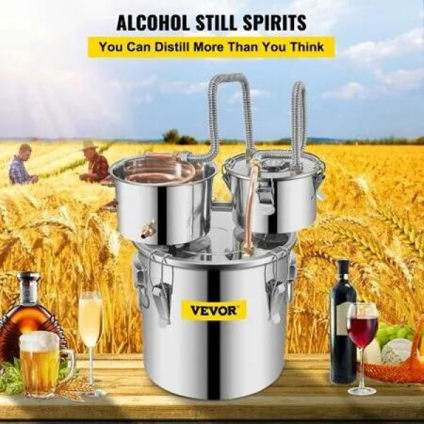 3 Pot 12L Alcohol Distiller Water Wine Boiler Home Brew Moonshinestill