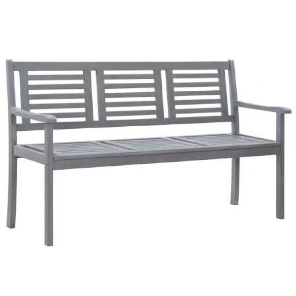 3-Seater Garden Bench 150 cm Grey Solid Eucalyptus Wood