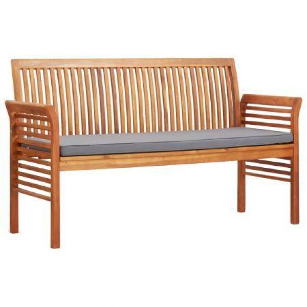 3-Seater Garden Bench With Cushion 150 Cm Solid Acacia Wood