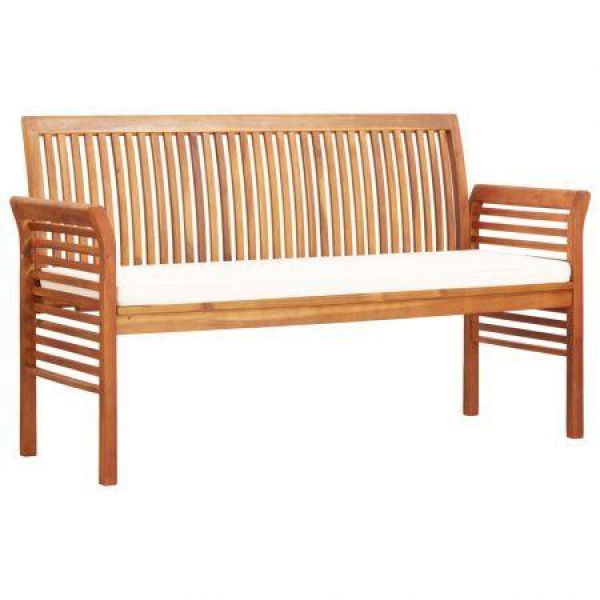 3-Seater Garden Bench With Cushion 150 Cm Solid Acacia Wood