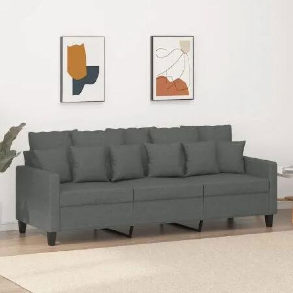 3-Seater Sofa Dark Grey 180 cm Fabric