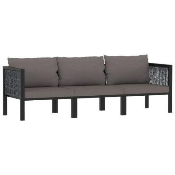 3-Seater Sofa With Cushions Anthracite Poly Rattan