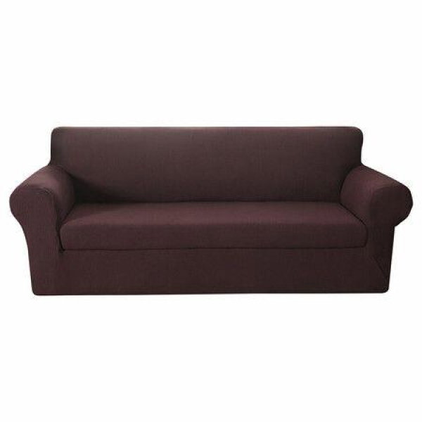 3 Seaters Velvet Sofa Cover Pure Color Elastic Chair Seat Protector Couch Case Stretch Slipcover Decorations Off White