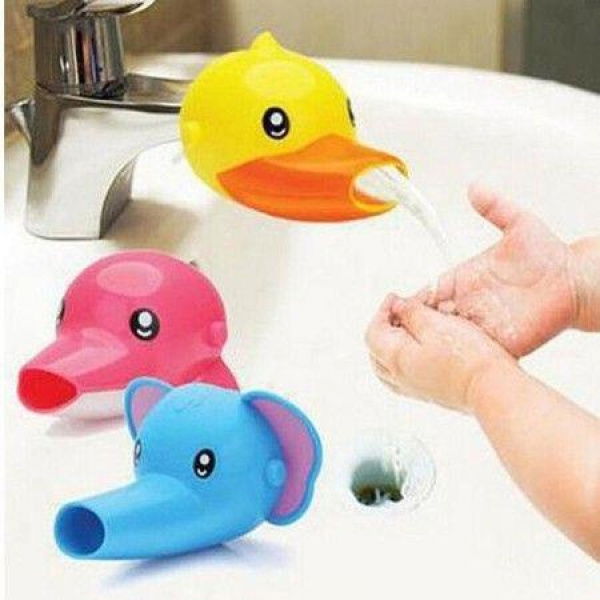 3 Sets Of Cartoon Elephant Airplane Little Yellow Duck Faucet Extenders Help Children Wash Their Hands Bath Toys