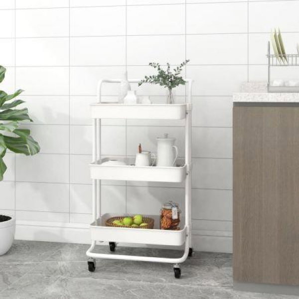 3-Tier Kitchen Trolley White 42x35x85 Cm Iron And ABS
