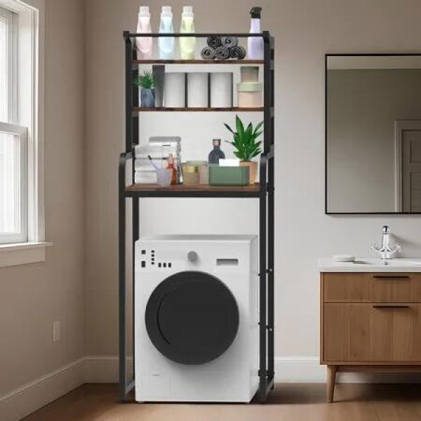 3 Tier Laundry Shelf Rack Storage Shelves Over the Toilet Washing Machine Washer Dryer Bathroom Organiser Towel Paper Holder Stand Unit Freestanding
