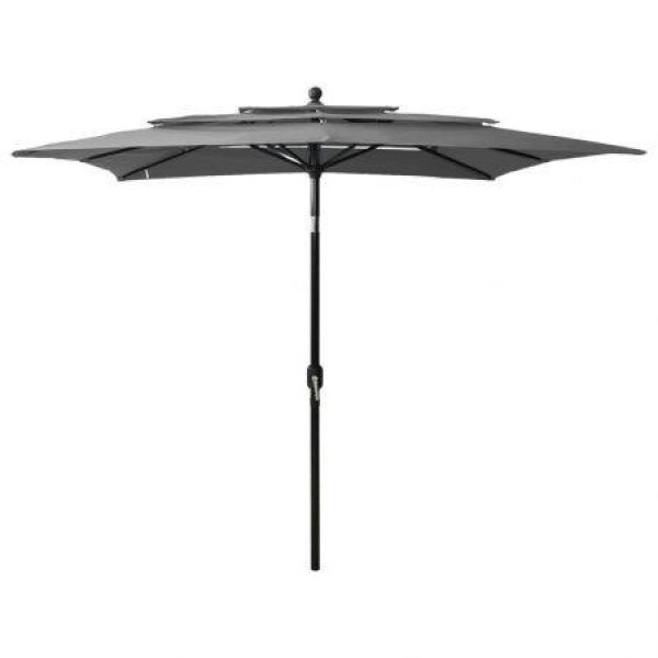 3-Tier Parasol With Aluminum Pole Anthracite 2.5x2.5 M