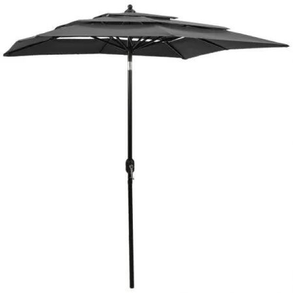 3-Tier Parasol with Aluminium Pole Anthracite 2x2 m