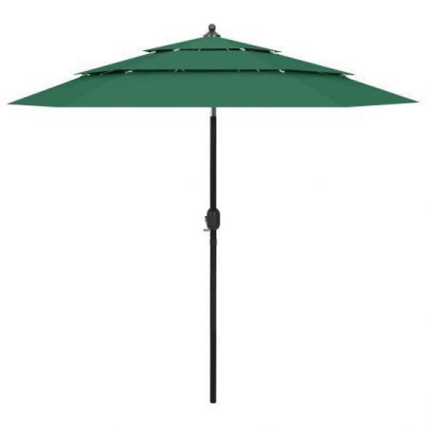 3-Tier Parasol With Aluminum Pole Green 2.5 M