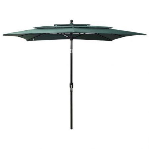 3-Tier Parasol With Aluminum Pole Green 2.5x2.5m.