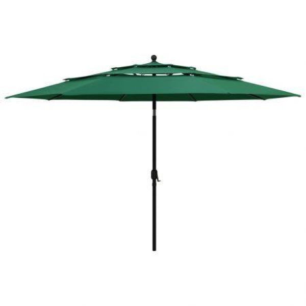 3-Tier Parasol With Aluminum Pole Green 3.5m.