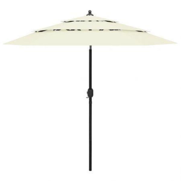 3-Tier Parasol With Aluminum Pole And 2.5m Sand