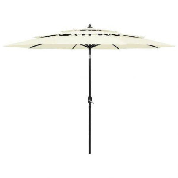 3-Tier Parasol with Aluminium Pole Sand 3 m