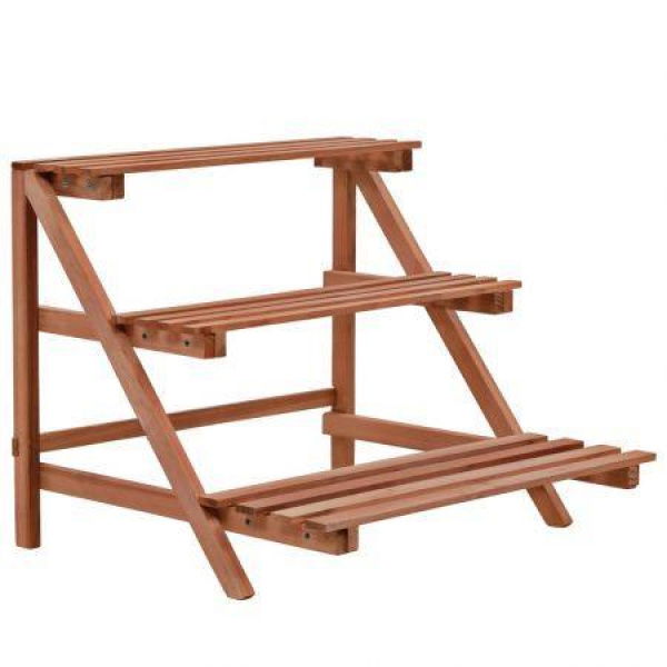 3-Tier Plant Stand Cedar Wood 48x45x40 Cm