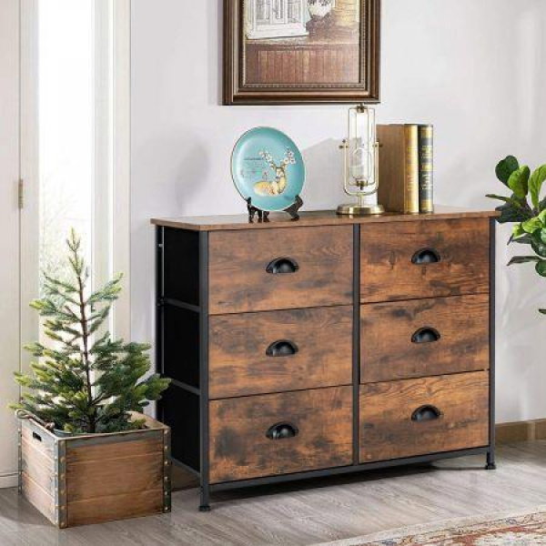 3-Tier Storage Dresser With 6 Drawers & Steel Frame