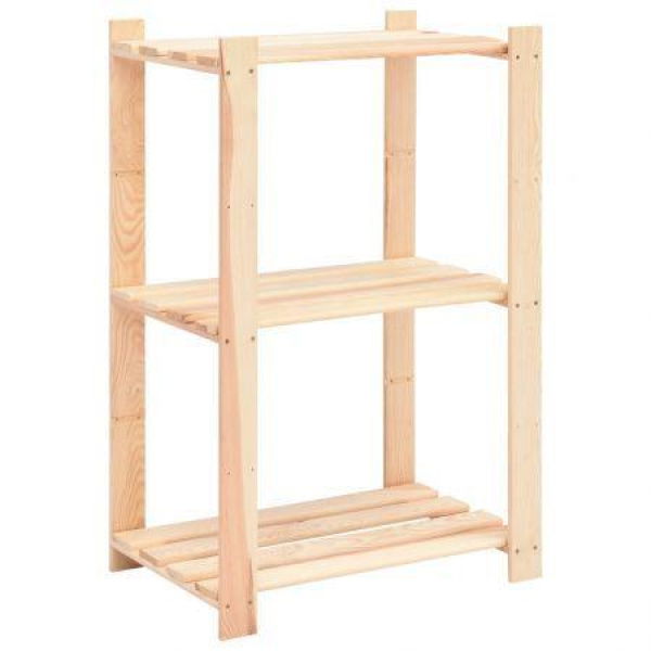 3-Tier Storage Rack 60x38x90 Cm Solid Wood Pine 150 Kg