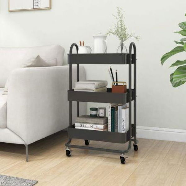 3-Tier Trolley Anthracite 43x34x79 Cm Steel