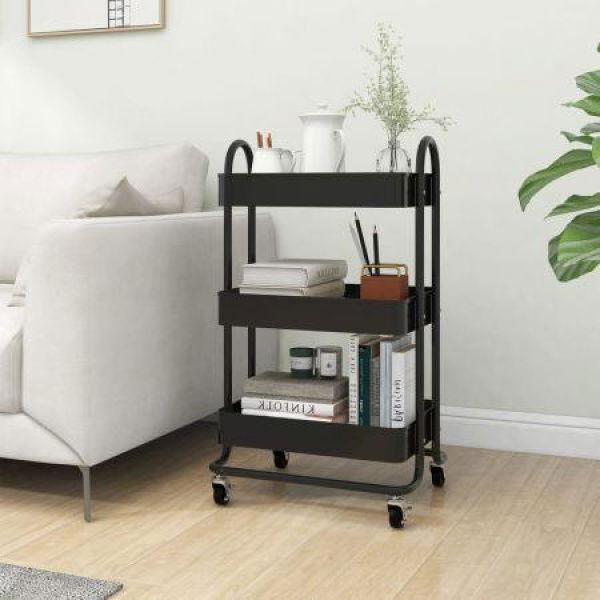 3-Tier Trolley Black 43x34x79 Cm Steel