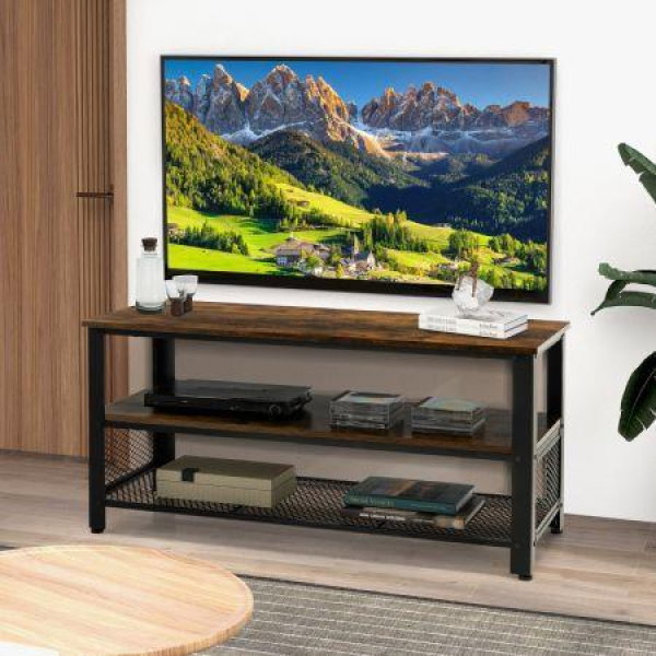 3-Tier TV Stand For 50-Inch Flat Screen TVs With Open Shelves For Living Room